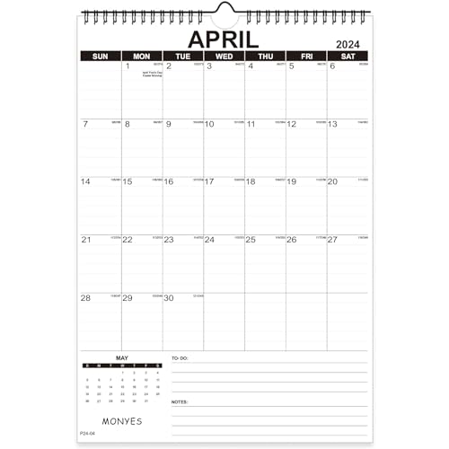 MONYES 2024-2025 Wall Calendar, 17' x 12' Academic Desk Calendar, 18 Months Wirebound Calendar