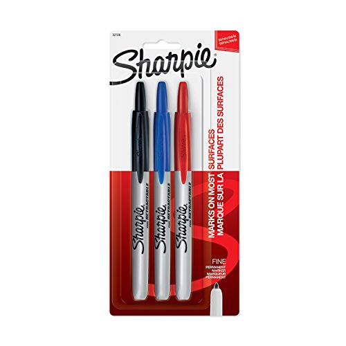 SHARPIE Retractable Permanent Markers, Fine Point, Assorted Colors, 3 Count