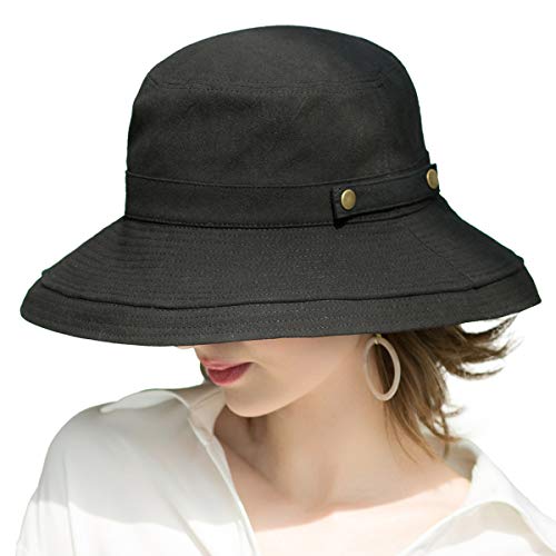 SOMALER Womens Cotton Wide Brim Sun Hats UPF51+ UV Packable Beach Hat Summer Bucket Cap for Travel