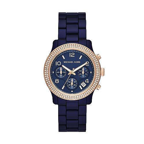 Michael Kors Women's Runway Chronograph Navy Blue Acetate Bracelet Watch (Model: MK7423)
