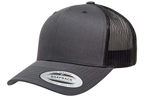 The Hat Pros | Yp Classics Retro Trucker Cap Structured Classic Yupoong Snapback Hat (Charcoal/Black)