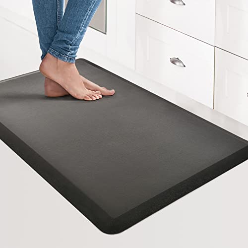 Art3d Anti Fatigue Mat - 1/2 Inch Cushioned Kitchen Mat - Non Slip Foam Comfort Cushion for Standing Desk, Office or Garage Floor (17.3'x28', Black)