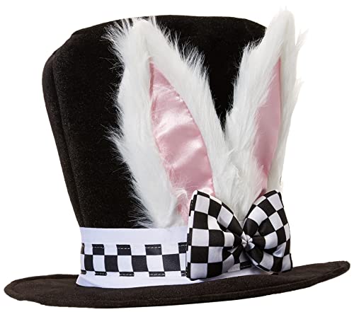 Jacobson Hat Company Men's Velvet Bunny Ear Top Hat with Checkered Bow Tie, Black, Adult