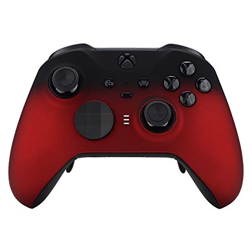 eXtremeRate Shadow Scarlet Red Soft Touch Grip Faceplate Cover, Front Housing Shell Case Replacement Kit for Xbox One Elite Series 2, Xbox Elite 2 Core Controller Model 1797 - Accent Rings Included