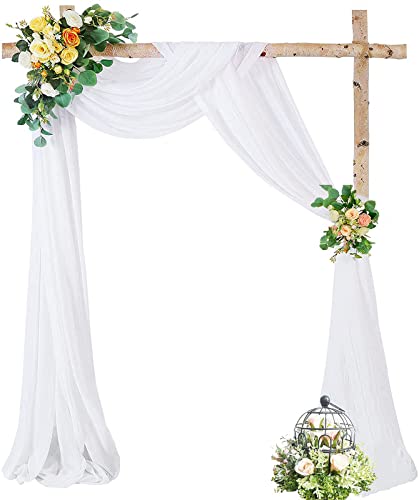 Wedding Arch Draping Fabric, 1 Panel 28' x 19Ft White Wedding Arch Drapes Sheer Backdrop Curtain for Wedding Ceremony Party Ceiling Decor