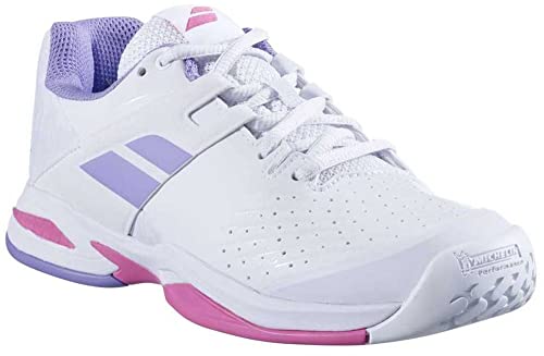 Babolat Junior Girls Propulse All Court Tennis Shoes, White/Lavender (US Girls Size 1)