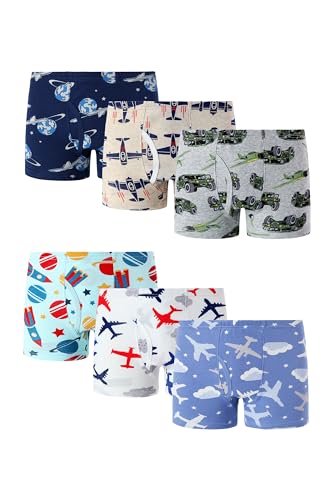 Choco Moon Little Boys'Cotton Space, aircraft, space, armored vehicles Boxer Brief Soft Underwear Multipack Size 4T