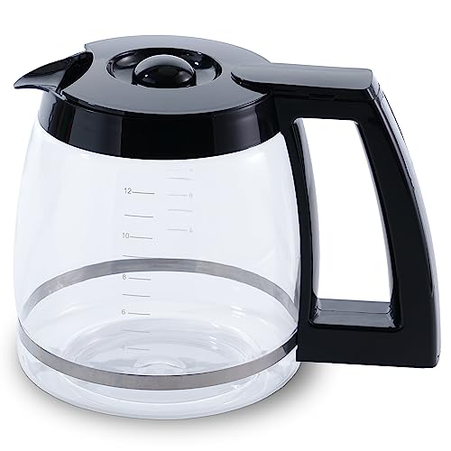 Replacement 12-Cup Glass Carafe, Compatible with Cuisinart Coffee Maker, Replaces DCC-1200PRC (Decorative Stainless-steel Handle)