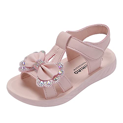 Girl Wedge Sandals Toddler Lightweight Casual Beach Shoes Children Summer Soft Anti-slip Hook and Loop Sandals Shoes (Pink, 1.5 Big Kids)