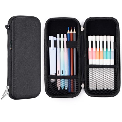 iDream365 Upgraded Hard Pencil Case Box for Adluts,Durable Pen Carrying Case with Zipper-Black
