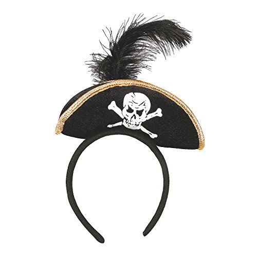 Fun Express Black Pirate Headband Hat for Girls - Halloween Costume Accessories