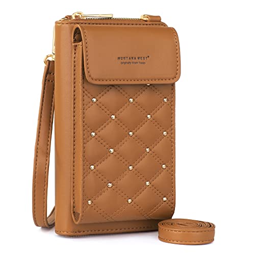 Montana West Small Crossbody Cell Phone Purse for Women RFID Blocking Cellphone Wallet Purses Travel Size MWC-110BR