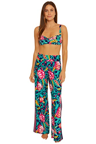 Trina Turk Women's Standard India Garden Side Slit Beach Pants-Floral Print, Bathing Suit Cover Ups, Multi