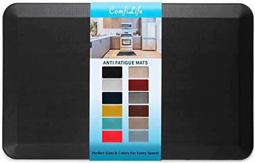 ComfiLife Anti Fatigue Floor Mat – 3/4 Inch Thick Perfect Kitchen Mat, Standing Desk Mat – Comfort at Home, Office, Garage – Durable – Stain Resistant – Non-Slip Bottom (20' x 32', Black)
