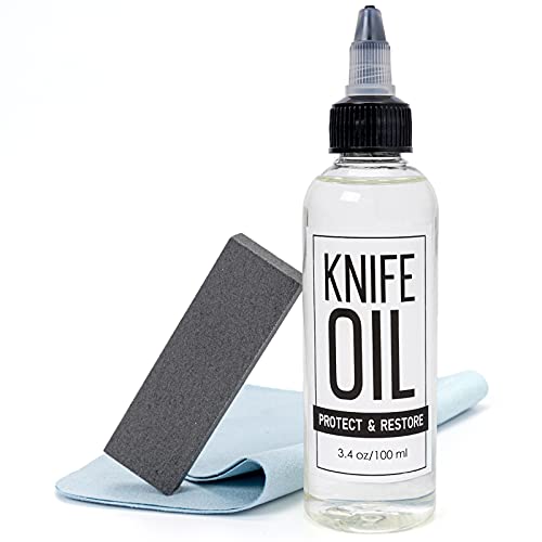 PuGez Knife Oil Rust Eraser Kit, Extra Large Rust Remover for Knives, Sword Oil Knife Maintenance (3.4 oz) for Carbon Steel Blade, Protection ＆ Lubricant Knife Care Cleaning Set