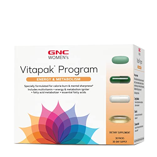 GNC Women's Energy & Metabolism Vitapak | Complete Nutrient System Designed for Women | Supports Increased Energy & Metabolism Plus Performance & Focus | 30 Count
