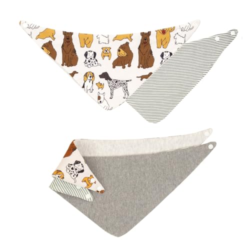 All4Ella Reversible Bandana Bibs for Baby Boys & Girls - 100% Cotton Bibs Absorbent, Durable and Easy to Clean - 2 Pack - Dog Breeds