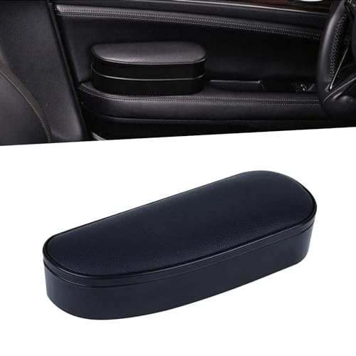 UGSHY Pack-1 Car Armrest Support Left Elbow Pad Extender, Relieve Driver Arm Fatigue Car Armrest Cover, 8.66In x 3.14In Height Adjustable Comfort Central Lift Storage Box, for Most Cars (Black)