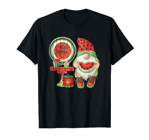 Watermelon Gnome Cute Hello Summer Fruit Love Design T-Shirt