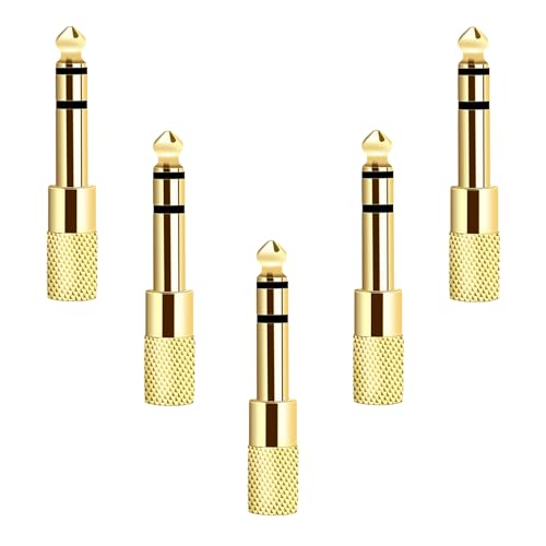 Valefod [Updated Version 5-Pack Stereo Audio Adapter 6.35mm (1/4 inch) Male to 3.5mm (1/8 inch) Female Headphone Jack