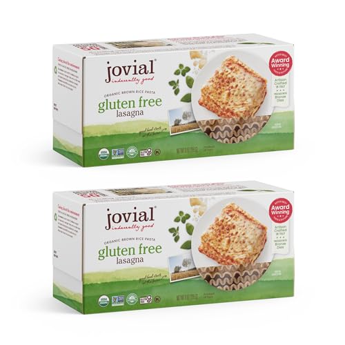 Jovial Whole Grain Brown Rice Lasagna Pasta - Pasta Lasagna, Lasagna Pasta, Whole Grain Pasta, Organic Pasta, Gluten Free, Dairy Free, Brown Rice Pasta, Made in Italy - 9 Oz, 2 Pack