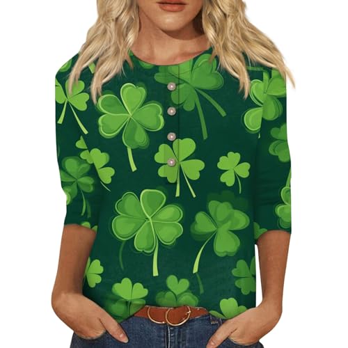 HPJKLYTR Workout Tops for Women,My Orders Placed Recently by Me Tee Shirts Women's Summer T Shirts Women 3/4 Length Sleeve Tops St Patricks Day Shirt Cute Shamrock Green Graphic Tees(6-Army Green,XL)