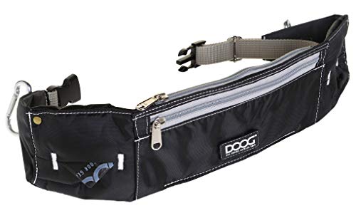 DOOG - Walkie Belt, Black (WB05) Comfortable Fit Adjustable Dog Walking Belt - Large Zipper Pockets Phone, Keys, ID, Credit Card Easy To Clean Durable Canvas