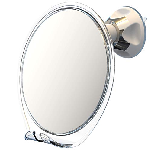 Luxo Shaving Mirror, Shower Mirror with a Razor Holder for Shaving with Powerful Suction Cup - Shatterproof Anti Fog Mirror for Shower (Clear)