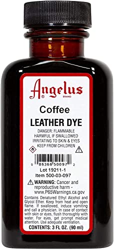 Angelus Leather Dye- Flexible Leather Dye for Shoes, Boots, Bags, Crafts, Furniture, & More-Coffee- 3oz