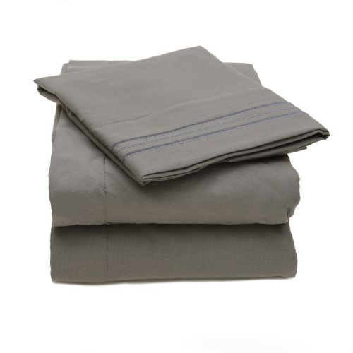 Sweet Home Collection 4 Piece 2000 12 Colors Collection Egyptian Quality Deep Pocket Bed Sheet Set, Queen, Gray