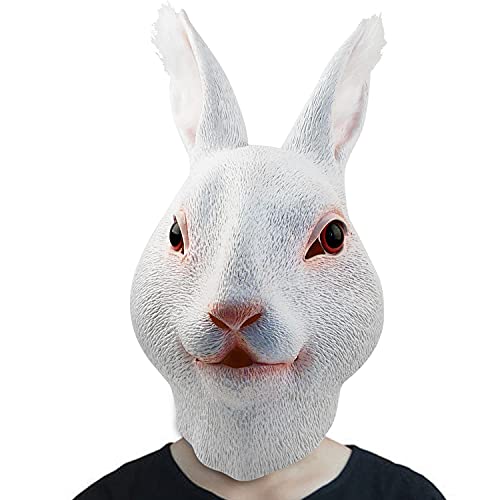 Rabbit Head Mask Party Dress Up For Adults Men Masquerade Animal Anime Cosplay Costume