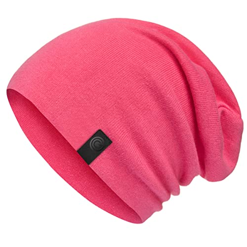 Warm Slouchy Beanie Hat - Deliciously Soft Daily Beanie in Fine Knit Hot Pink