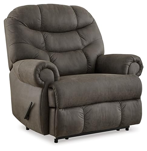 Signature Design by Ashley Camera Time Classic Tufted Faux Leather Zero Wall Recliner, Gray