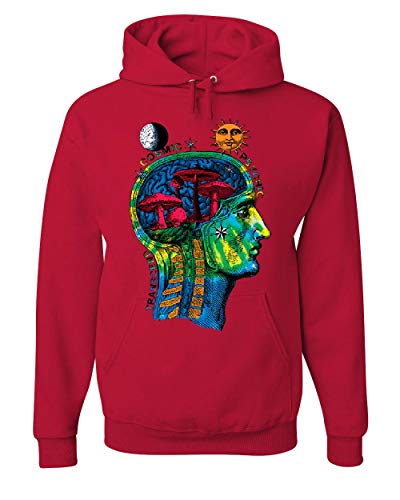 Tee Hunt Cosmic Psychic Transcend Hoodie Psychedelic Trippy Weird Space Sweatshirt Red 3X-Large