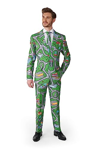 SUITMEISTER Men's Confetti Balloons Navy Suit - Perfect Confetti Outfit - Including Blazer, Pants and Tie - Blue