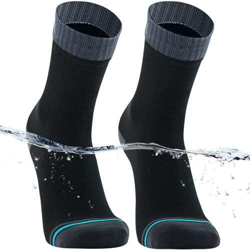 DexShell Essential Waterproof Socks Hiking Walking Outdoor Recreation Cotton Inner for Men and Women, Ankle Jet Black Grey, Unisex Small