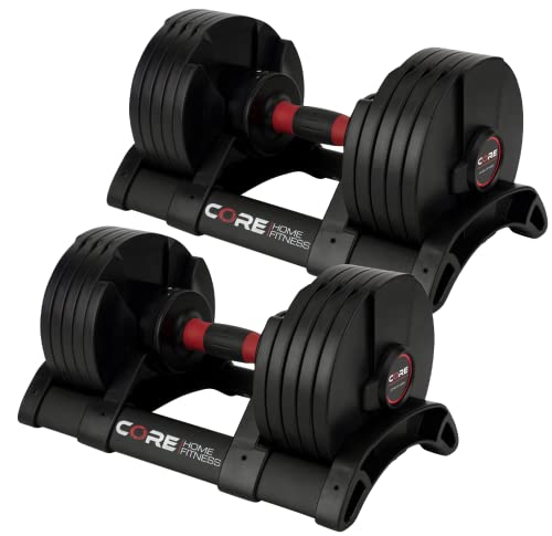 Core Fitness Adjustable Dumbbell Weight Set by Affordable Dumbbells - Space Saver - Dumbbells for Your Home