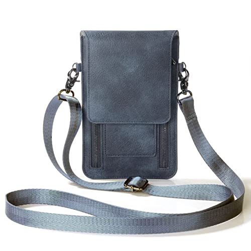 YaJaMa Small Women Leather Shoulder Crossbody Bag Travel Camping Handbag Purse Credit Card Wallet (Blue)