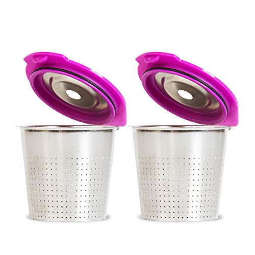Cafe Flow Stainless Steel Reusable K Cup, 2-Pk by Perfect Pod - Refillable Capsule Cup Metal Coffee Filter for Keurig 1.0 2.0 K-Duo K-Slim Plus Other Select Models (See Full Compatibility Chart)