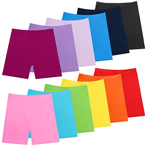 HOLLHOFF 12 Pack Girls Dance Shorts 4-5T, 12 Color Bike Short Toddler Shorts for Girls Cartwheel Shorts Breathable and Safety for Playgrounds and Gymnastics Multi