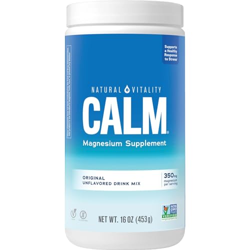 Natural Vitality Calm, Magnesium Citrate Supplement, Anti-Stress Drink Mix Powder, Gluten Free, Vegan, & Non-GMO, Original Unflavored, 16 oz