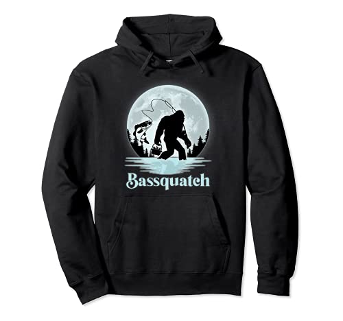 Bassquatch Funny Sasquatch Bigfoot Bass Fishing Pullover Hoodie