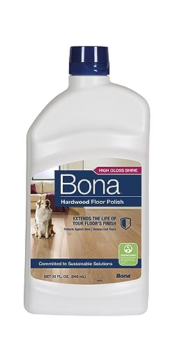 Bona Hardwood Floor Polish - 32 fl oz - High Gloss Shine - 32 oz covers 500sq ft of flooring - for use on Wood Floors
