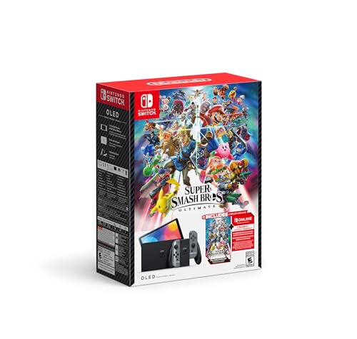 Nintendo Switch - OLED Model: Super Smash Bros. Ultimate Bundle (Full Game Download + 3 Mo. Nintendo Switch Online Membership Included)