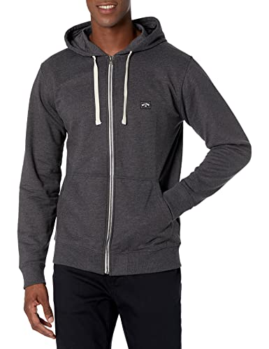 Billabong mens Classic Premium Full Zip Fleece Hoodie Hooded Sweatshirt, Black Texture, Medium US