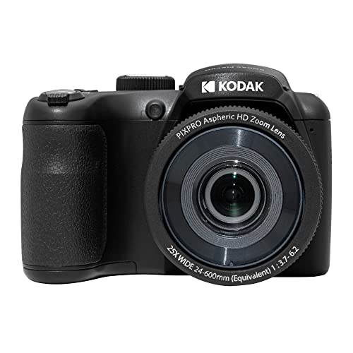 KODAK PIXPRO AZ255-BK 16MP Digital Camera 25X Optical Zoom 24mm Wide Angle Lens Optical Image Stabilization 1080P Full HD Video 3' LCD Vlogging Camera (Black)