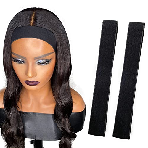Atimiaza 2 Pcs Elastic Bands for Wig, Lace Melting Band, Wig Band for Melting Lace, Melting Band for Lace Front, Melt Band for Lace Wigs, Edge Wrap to Lay Edges (Black, Pack of 2)