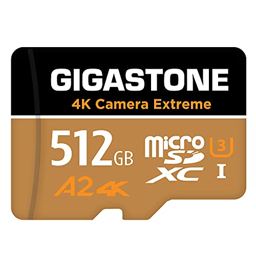 [5-Yrs Free Data Recovery] GIGASTONE 512GB Micro SD Card, 4K Camera Extreme, MicroSDXC Memory Card for GoPro, Action Camera, Nintendo-Switch, DJI, UHD Video, R/W up to 100/60MB/s, UHS-I U3 A2 V30 C10