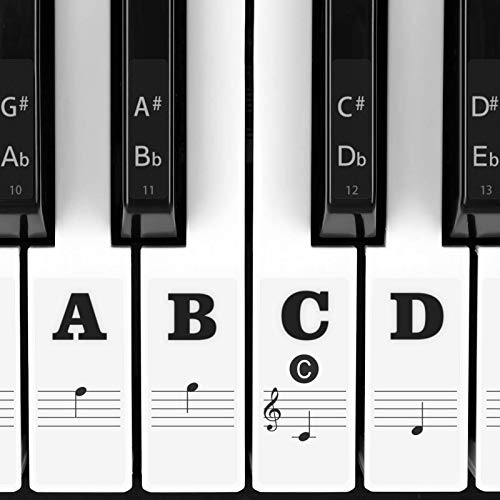 Piano Stickers for Keys, Eison Full Set Piano Keyboard Stickers for 88/61/54/49/37 Keys Removable with Numbers, Leaves No Residue, Color Black,Great Children's Gift