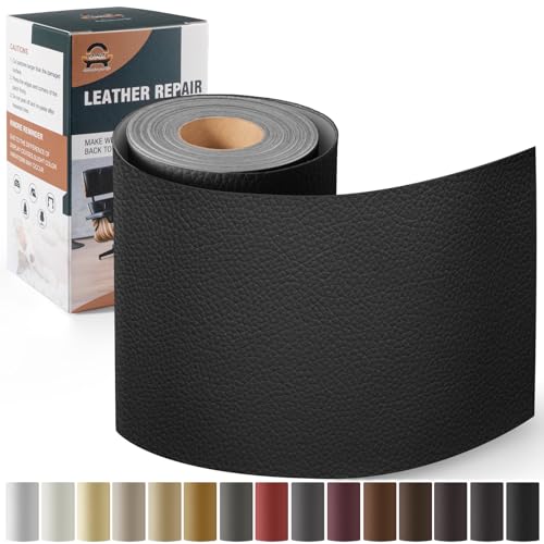 Leather Repair Kit for Furniture 4'x 63' Leather Tape Repair Patch Self Adhesive Leather Repair Patch Kit for Car Seat, Couches, Boat Seat, Sofa, Chair - Black